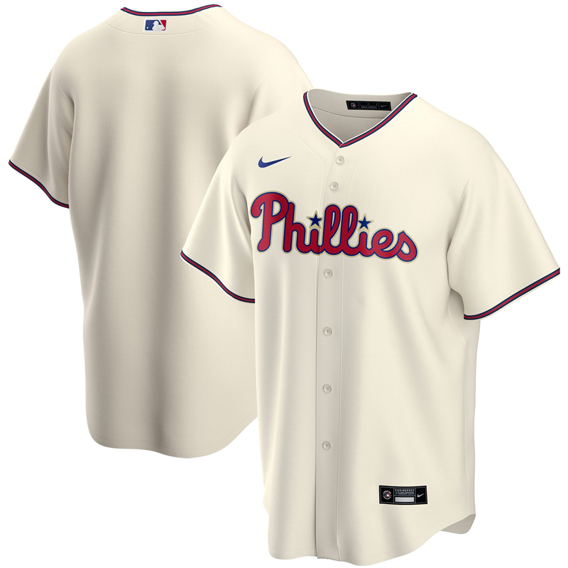 2020 MLB Men Philadelphia Phillies Nike Cream Alternate 2020 Replica Jersey 1